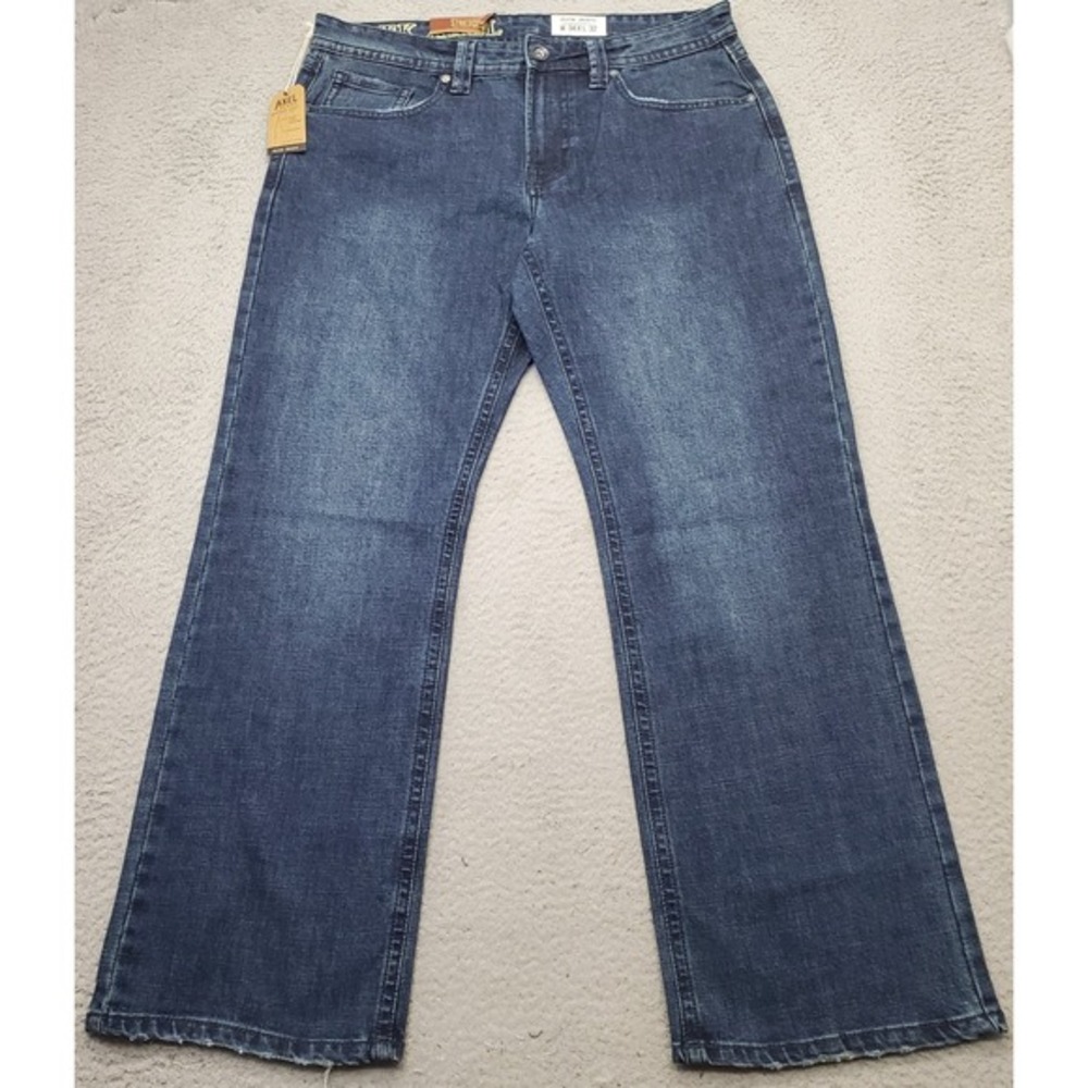 Axel Slim Boot Jeans Men's 34/32 Blue Denim Dark Wash Stretch‎ Flat Front